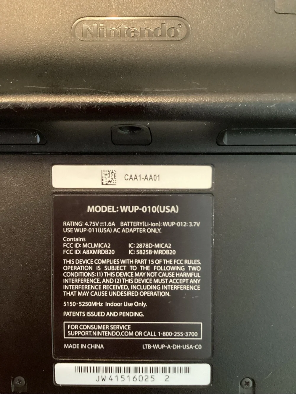 Nintendo Wii U GamePad Controller Model WUP-010 USA Black Replacement